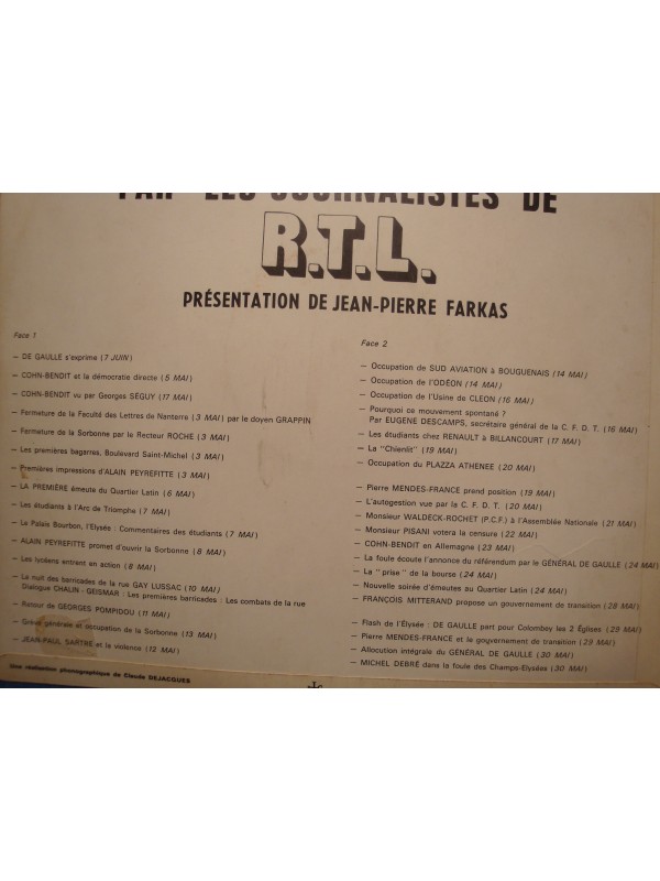JEAN-PIERRE FARKAS journées de mai 68 RTL LP Philips - Rare - EX++
