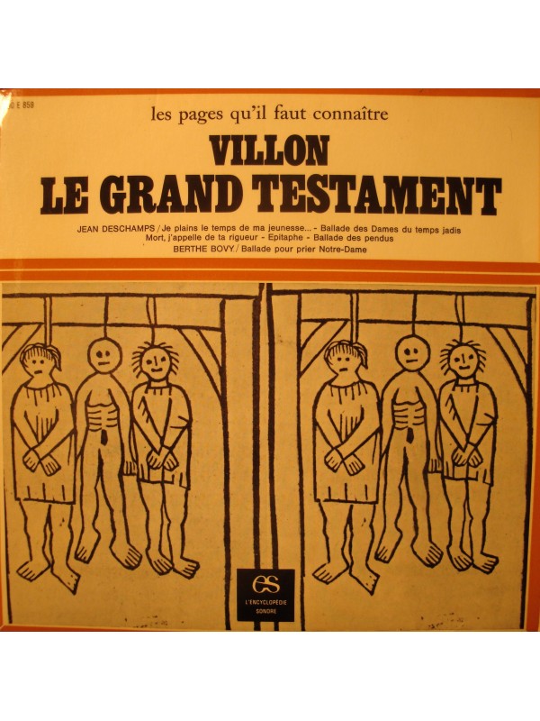 VILLON le grand testament DESCHAMPS/BOVY EP 7" ballade pr prier notre-dame VG++