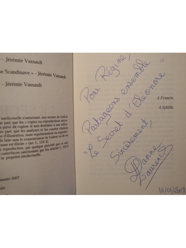 LAURENCE DANNE le secret d'Eleonore DÉDICACÉ 2007 ACVAM ISSOIRE roman EX++