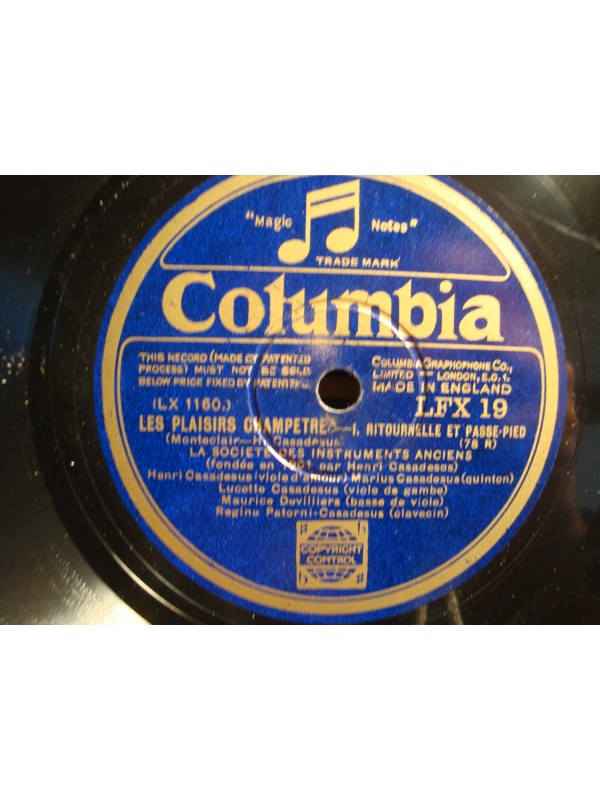 SOCIETE DES INSTRUMENTS ANCIENS/CASADESUS plaisirs champetres 2 x 78T rare VG++