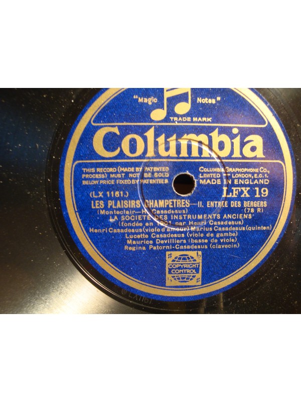 SOCIETE DES INSTRUMENTS ANCIENS/CASADESUS plaisirs champetres 2 x 78T rare VG++