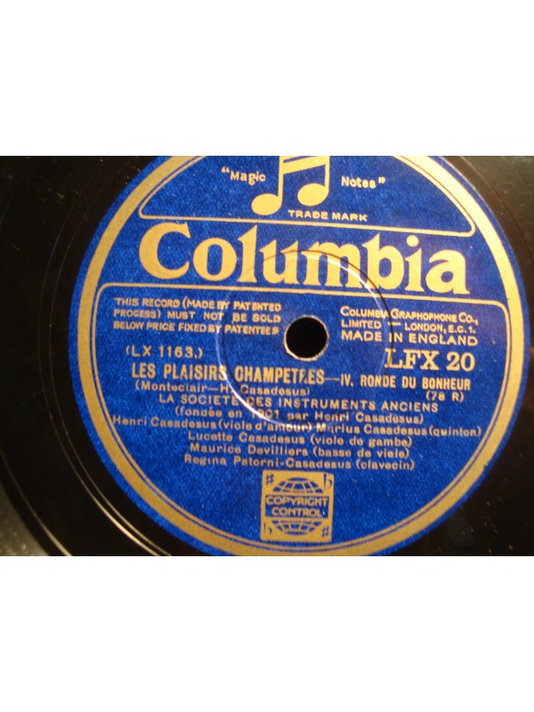 SOCIETE DES INSTRUMENTS ANCIENS/CASADESUS plaisirs champetres 2 x 78T rare VG++