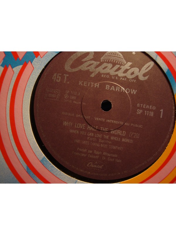 KEITH BARROW why love half the world/in the light MAXI 12" Promo 1980 Capitol VG++