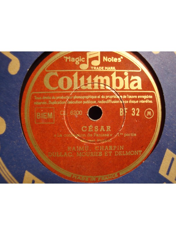 RAIMU/CHARPIN/DULLAC la confession de panisse CÉSAR - PAGNOL 78T Columbia VG++