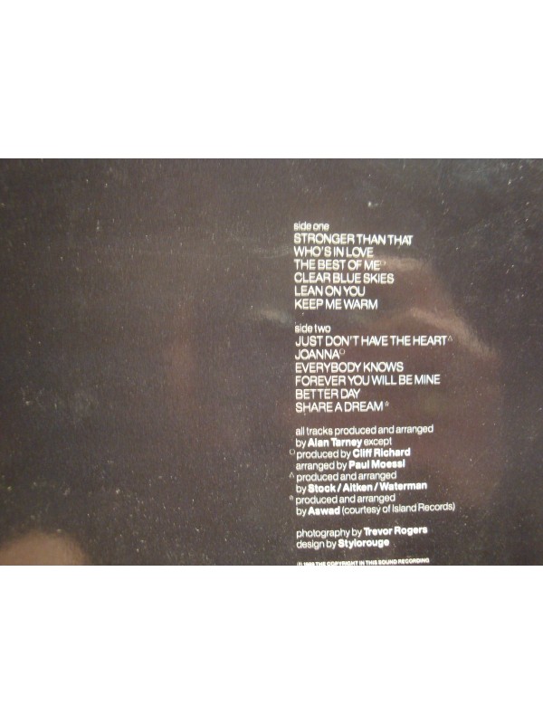 CLIFF RICHARD stronger LP 1989 Emi - just don't have the heart EX++