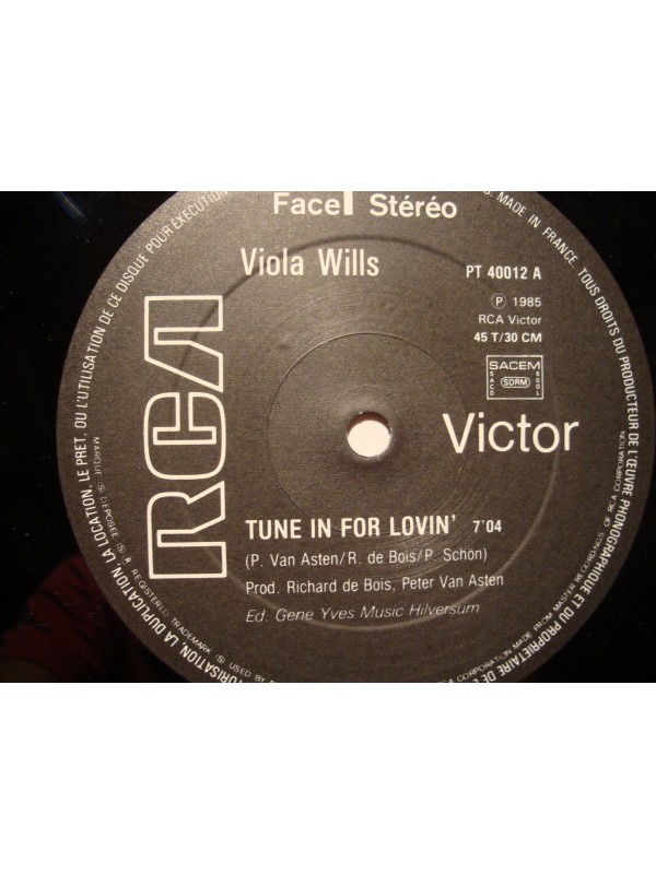 VIOLA WILLS tune in for lovin' (3 versions) MAXI 12" 1985 RCA VG++