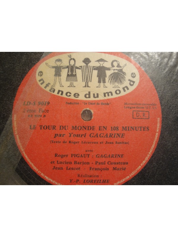 YOURI GARGARINE le tour du monde en 108 minutes ROGER PIGAUT LP 25cm Chant du monde VG++