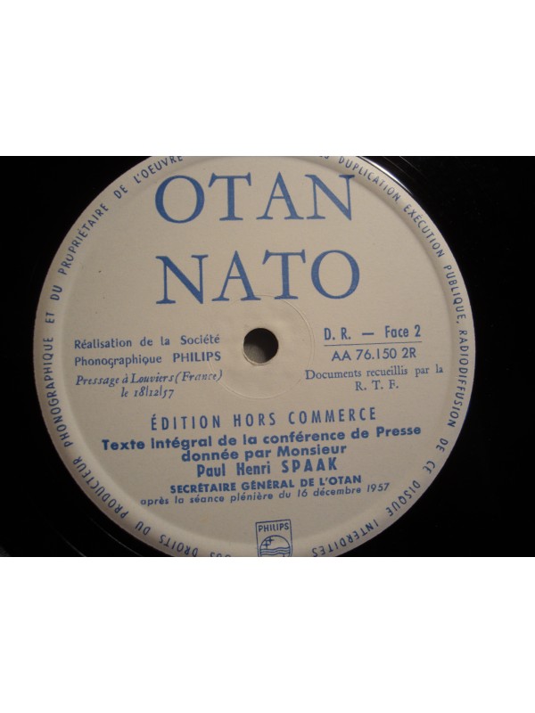 OTAN séance publique inaugurale - 16 décembre 1957 BECH/GAILLARD/EISENHOWER LP25cm EX++