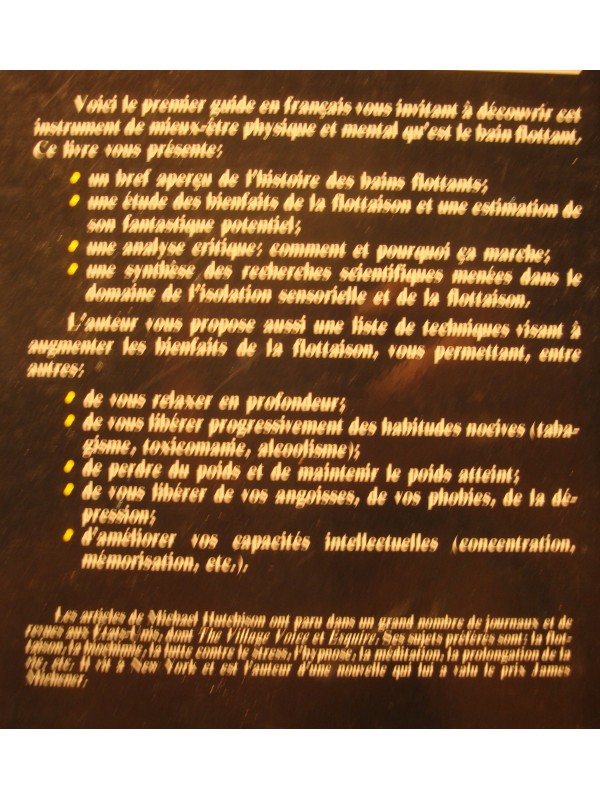 MICHAEL HUTCHISON les bains flottants - décuplez vos facultés mentales 1985 Le jour++