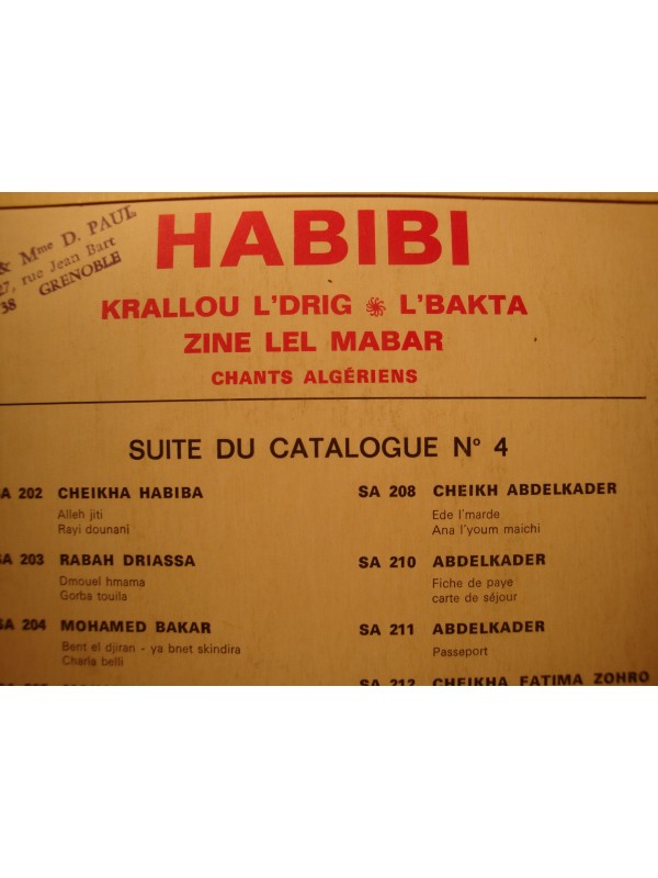 HABIBI krallou l'drig/l'bakta/zine lel mabar EP 7" Safi - chants algériens RARE VG++