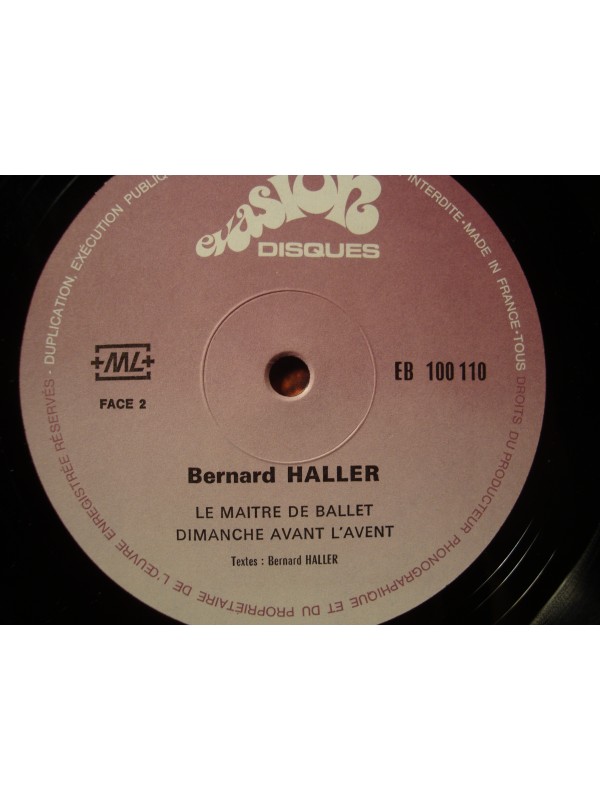 BERNARD HALLER enregistrement public LP Evasions - le concertiste VG++
