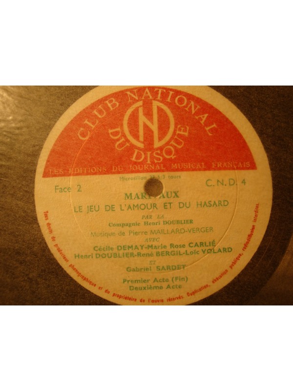HENRI DOUBLIER le jeu de l'amour et du hasard MARIVAUX 2LP'S CND VG++