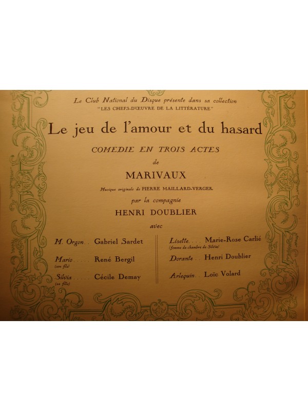 HENRI DOUBLIER le jeu de l'amour et du hasard MARIVAUX 2LP'S CND VG++