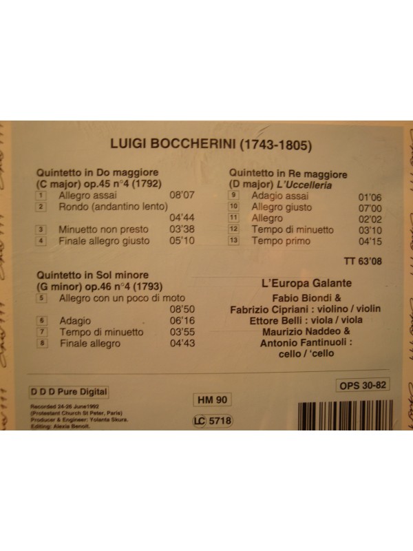 EUROPA GALANTE 3 string quintets BOCCHERINI CD 1993 Opus EX