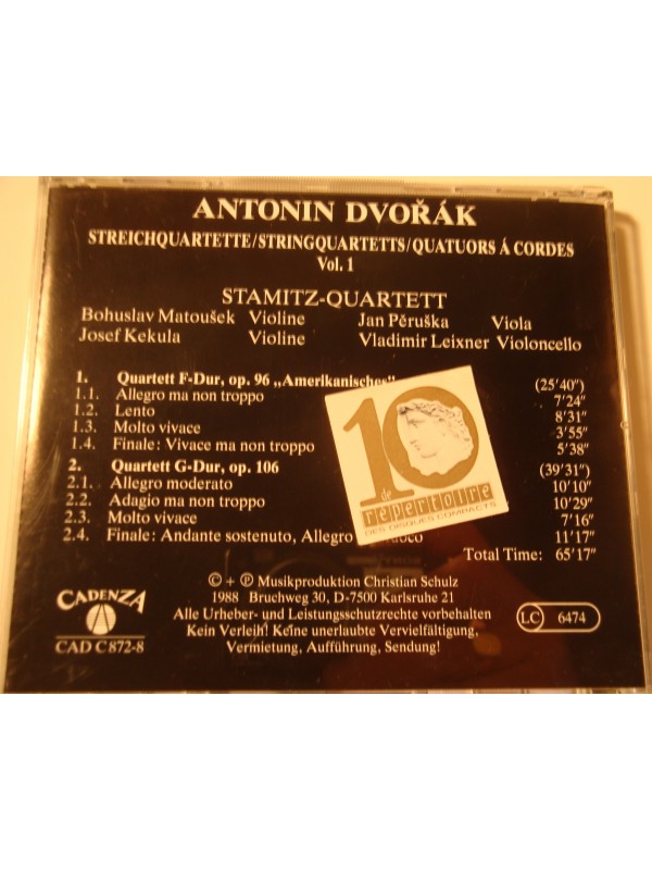 STAMITZ QUARTETT streichquartette - quatuors à cordes DVORAK CD 1988 Cadenza
