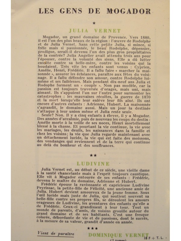 ELISABETH BARBIER gens de Mogador T2 Ludivine 1965 JULLIARD Roman EX++