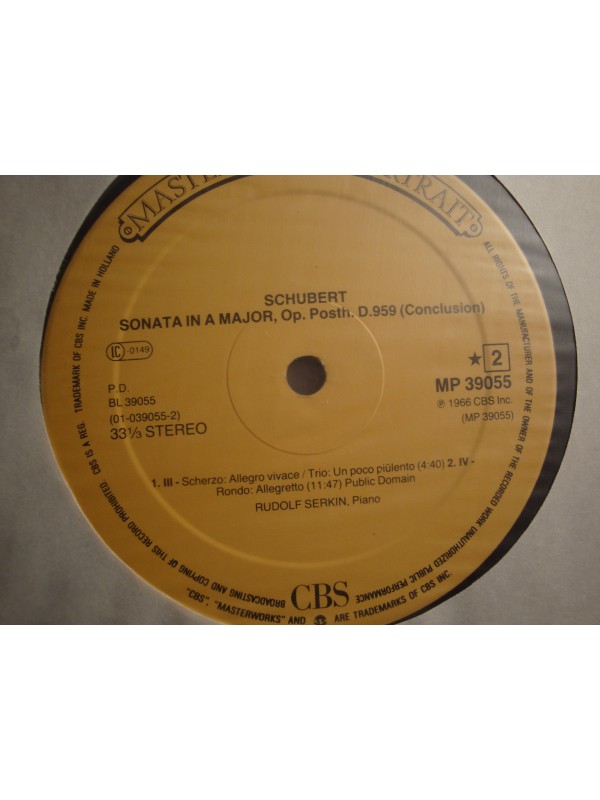 RUDOLPH SERKIN piano sonata SCHUBERT LP 1984 CBS