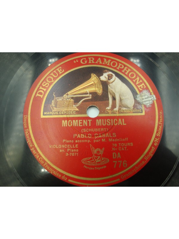 PABLO CASALS le cygne/moment musical MEDNIKOFF 78T Gramophone