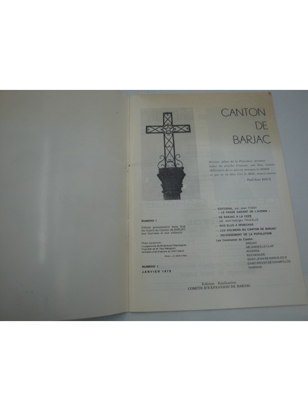 CANTON DE BARJAC numéro 1 - janvier 1979 - Comité d'expansion de Barjac 