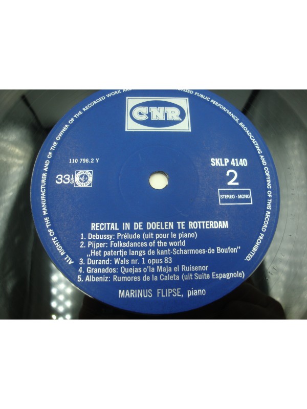 MARINUS FLIPSE recital in de doelen te Rotterdam - piano LP CNR 