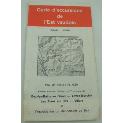 Carte d'Excursions de l'Est Vaudois - 1972 Association du Mandement de Bex