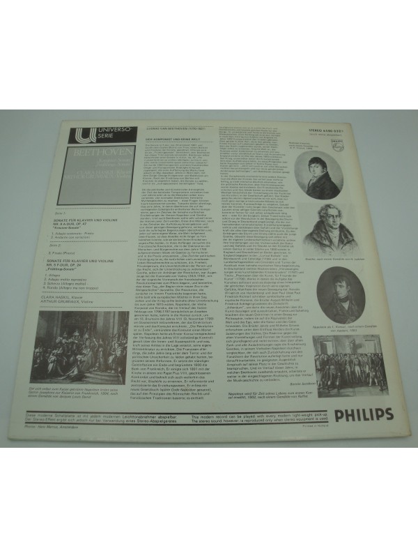HASKIL/GRUMIAUX kreutzer-sonate/fruhlings sonate BEETHOVEN LP Philips