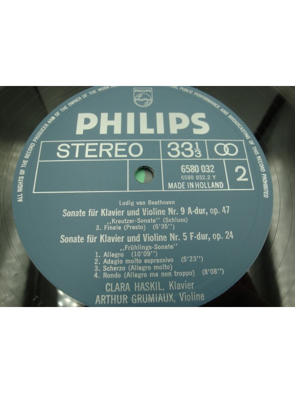HASKIL/GRUMIAUX kreutzer-sonate/fruhlings sonate BEETHOVEN LP Philips