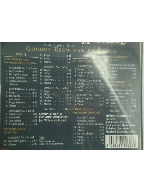DE VRIEND/COMBATTIMENTO CONSORT gouden eeuw van de barok - Hollandsche Meesters 2CD's Box