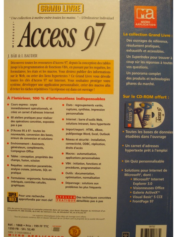 BAR/BAUDER grand livre access 97 MICRO-APPLICATION 1997 informatique EX++