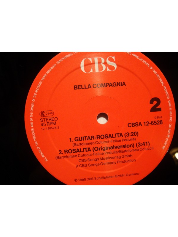 BELLA COMPAGNIA rosalita/guitar rosalita MAXI 1985 CBS EX++