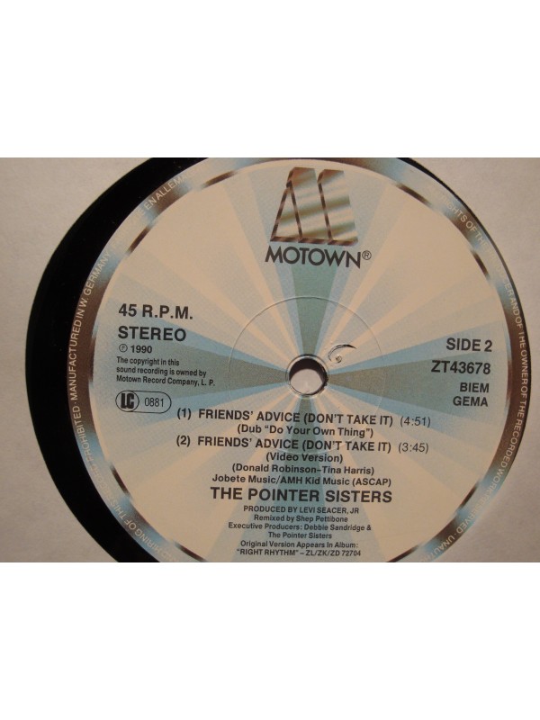 THE POINTERS SISTERS friends' advice/do your own thing dub MAXI 1990 MOTOWN VG++