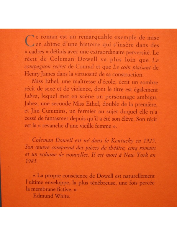 COLEMAN DOWELL trop de chair pour jabez 1995 CLIMATS roman EX++