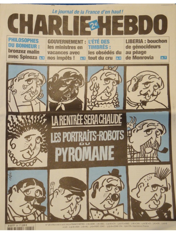 CHARLIE HEBDO 581 la rentrée sera chaude - Raffarin CABU/CHARB/WOLINSKI AOUT 2003++