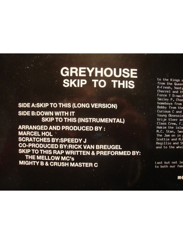 GREYHOUSE skip to this/down with it MELLOW MC'S MAXI 12" CLEVER VG++