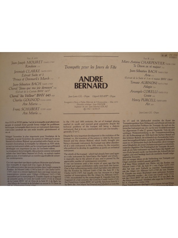 ++ANDRÉ BERNARD trompette pour les jours de fete LP 1982 FORLANE NM++