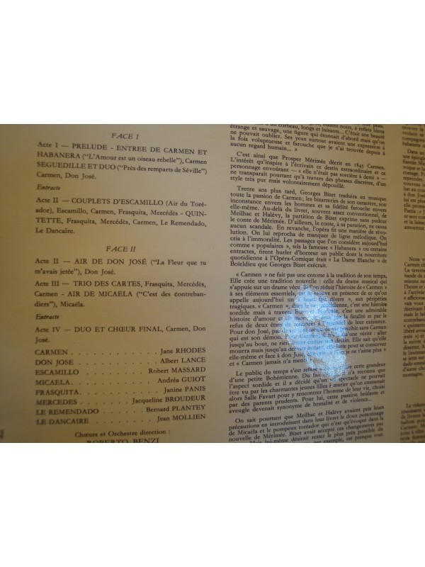 ROBERTO BENZI/RHODES/LANCE/MASSARD Carmen BIZET LP PHILIPS VG++