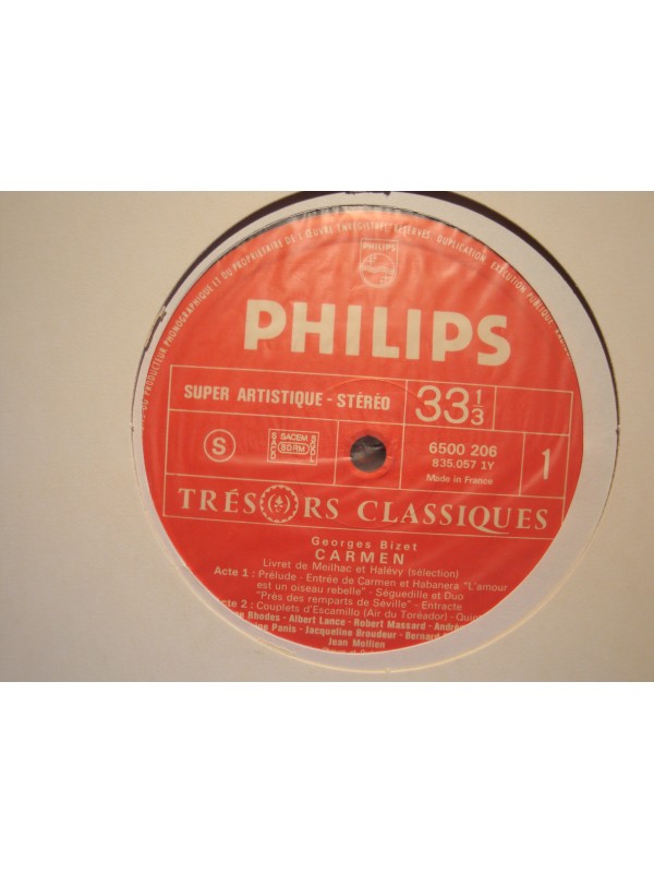 ROBERTO BENZI/RHODES/LANCE/MASSARD Carmen BIZET LP PHILIPS VG++
