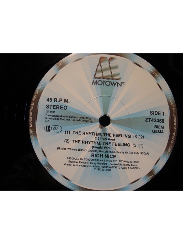 RICH NICE the rhythm, the feeling (4 versions) MAXI 1990 MOTOWN VG++