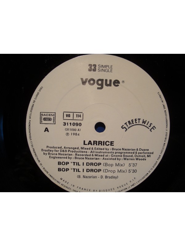 LARRICE bop til i drop/dub til u drop MAXI 12" 1984 VOGUE VG++