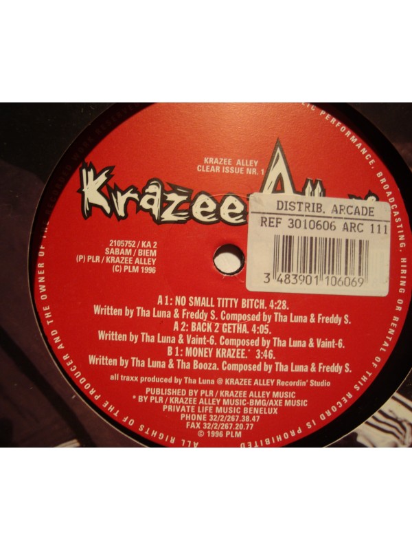KRAZEE ALLEY clear issue 1 MAXI 1996 no small titty bitch/money krazee VG+