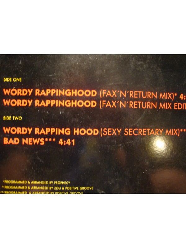 WORDY RAPPINGHOOD wordy rappinghood/bad news MAXI 1992 DANCE POOL VG+
