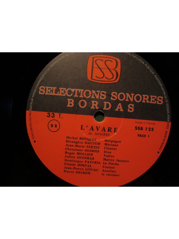 BOUQUET/DAUTUN/PATUREL/GAILLARD/BARROUX l'avare MOLIERE LP BORDAS diction VG++