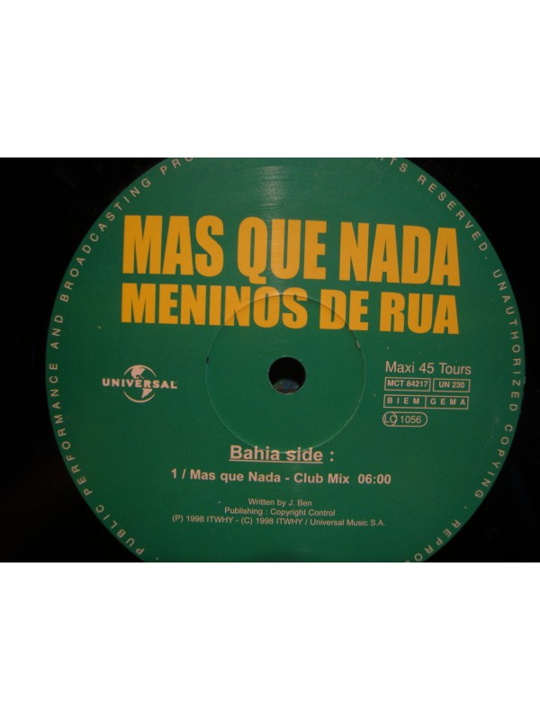 MENINOS DE RUA mas que nada (2 versions) MAXI 12" 1998 UNIVERSAL EX++
