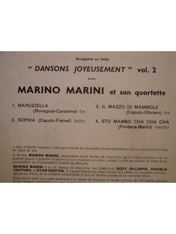 MARINO MARINI QUARTETTE dansons joyeusement EP 7" Vogue maruzzella/sophia VG++